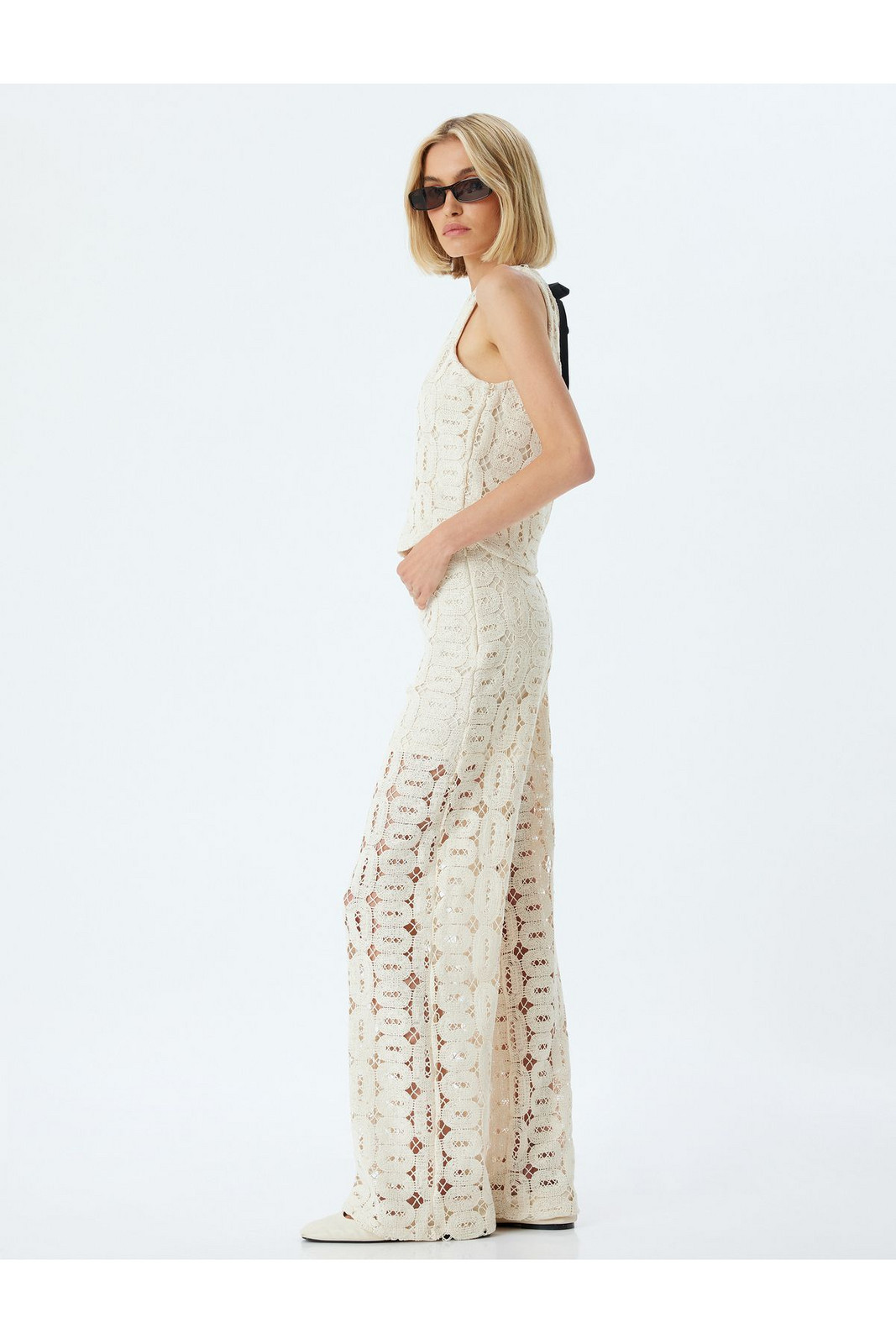 Koton Crochet Trousers Wide Leg Half Lined