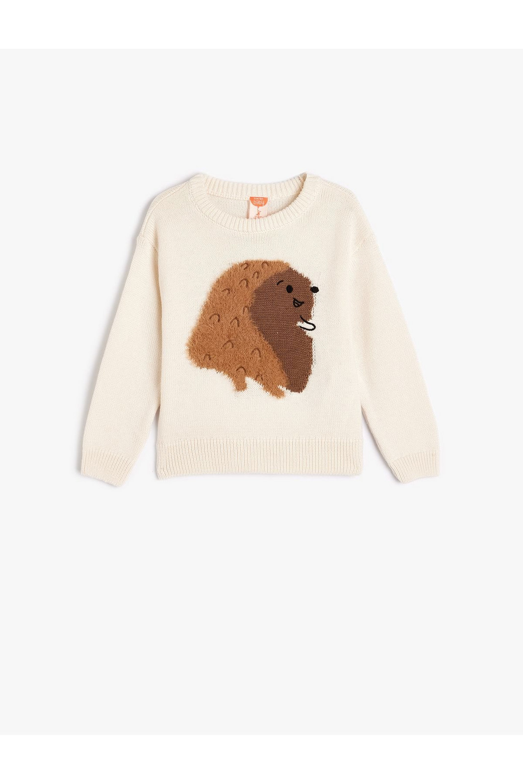 Koton Knitwear Sweater Hedgehog Appliqued Long Sleeve Crew Neck