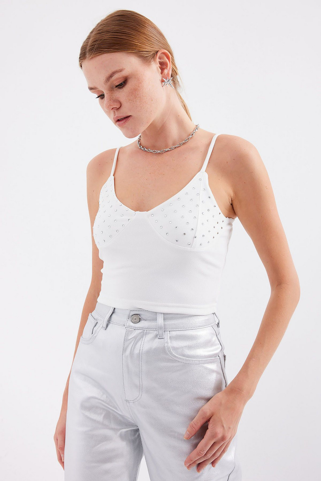 Bigdart 918 Rope Strap Crop Top - White