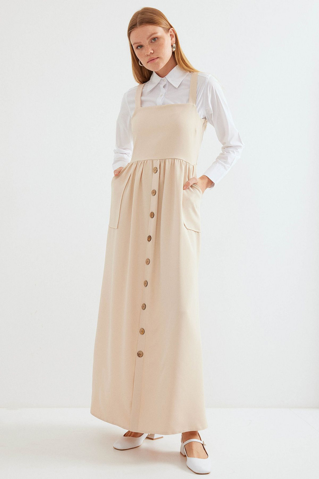 Bigdart 2490 Long Salopet Dress - Cream