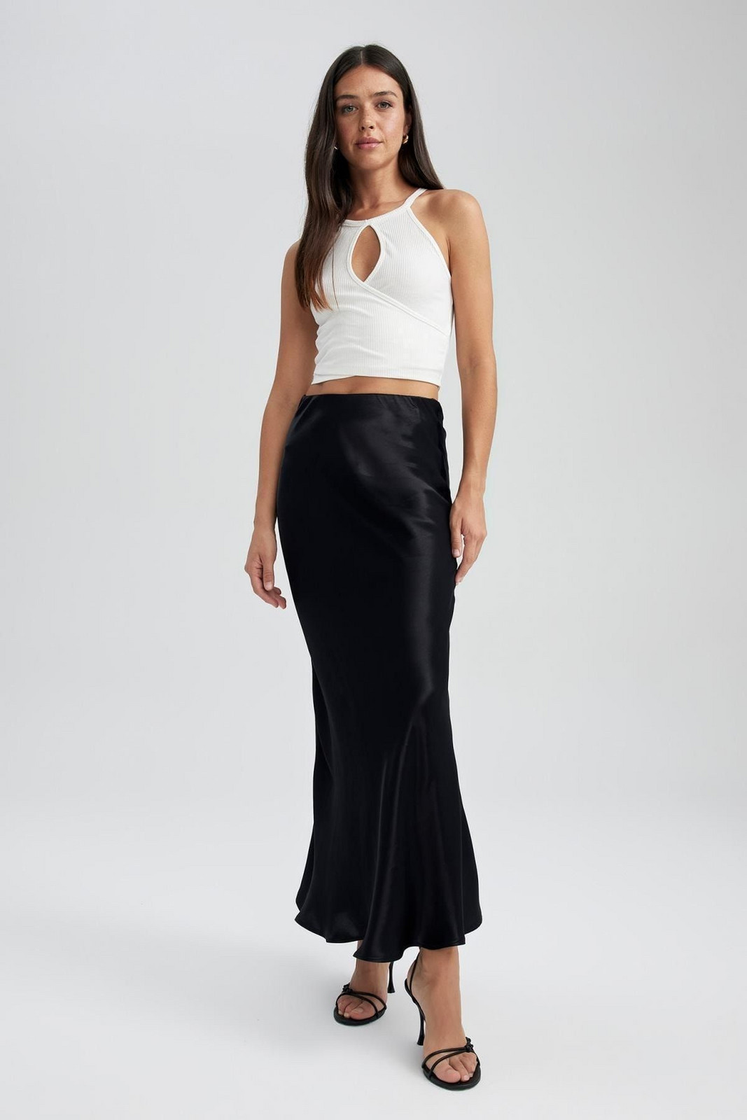 DEFACTO A-Line Normal Waist Satin Midi Skirt