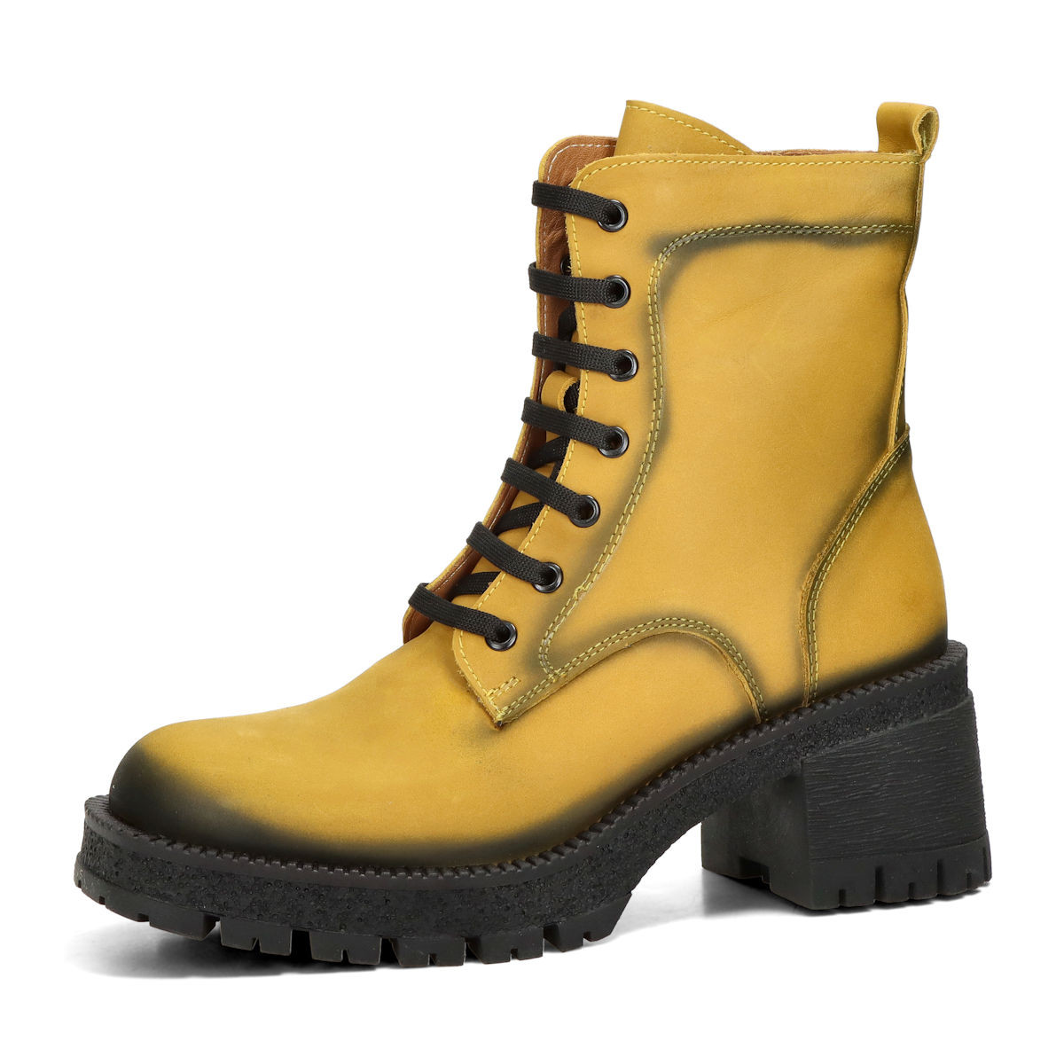 ETIMEĒ dámské kožené kotníkové kozačky - žluté - 36