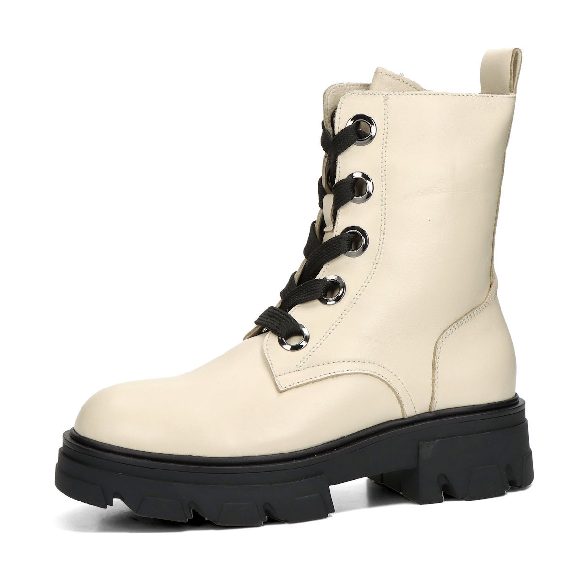 Robel dámské kožené kotníkové kozačky na zip - béžové - 36