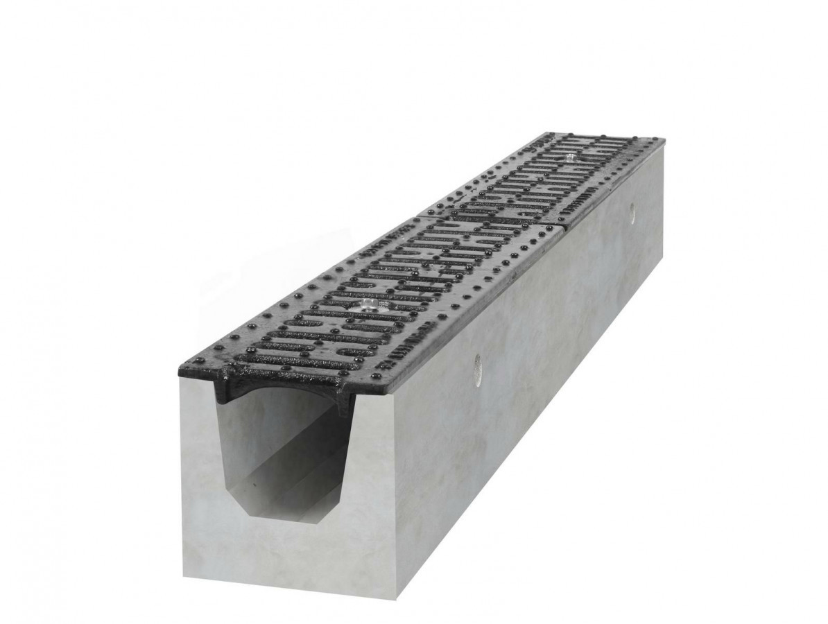 Gutta Betonový žlab B125 s litinovou mříží, d. 1000 x š. 145 x v. 160 mm