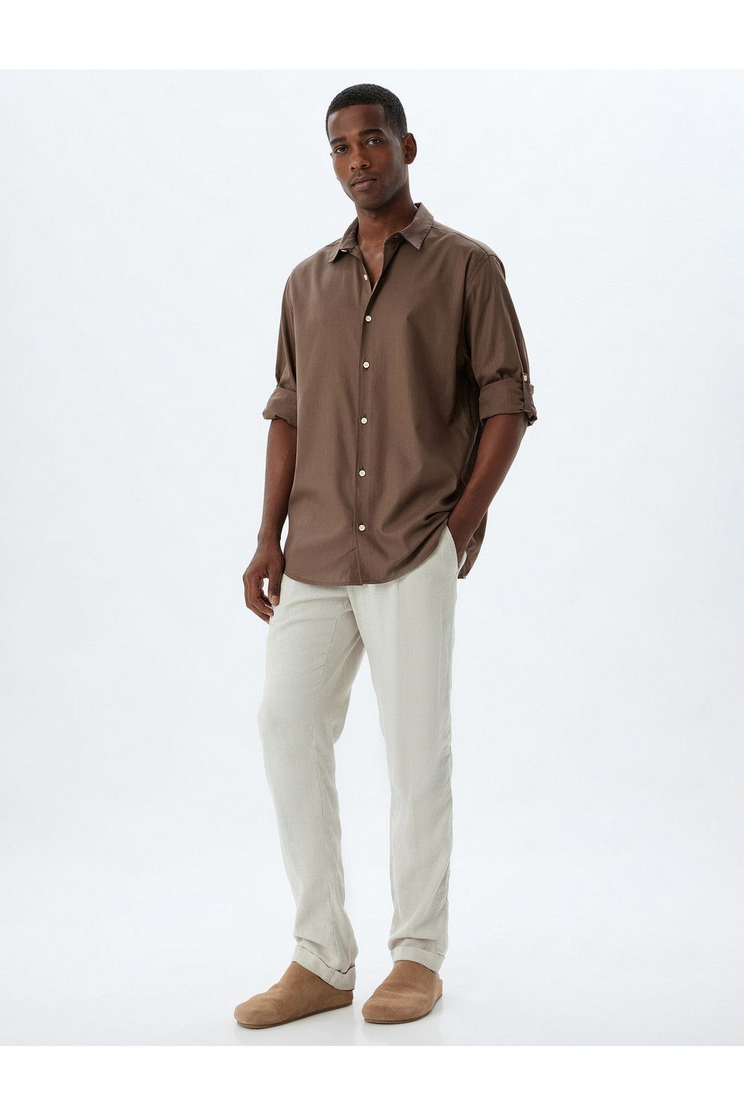 Koton Classic Shirt Long Sleeve Buttoned Sleeve Detailed Cotton