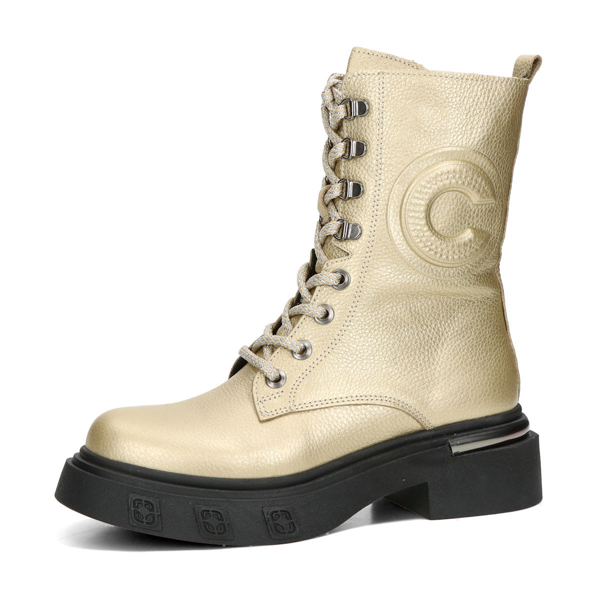 ETIMEĒ dámské kožené kotníkové kozačky - zlaté - 36