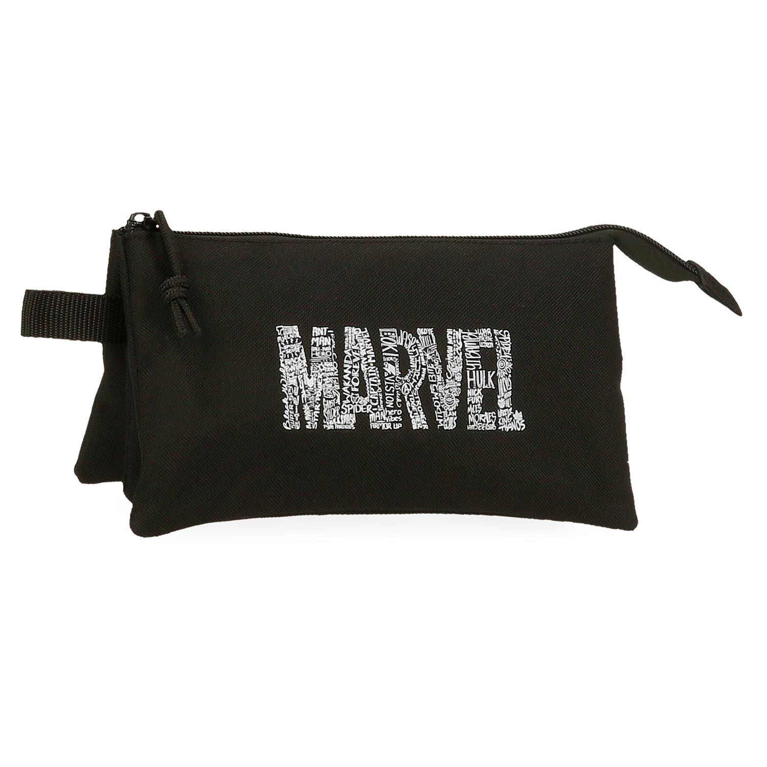 Trojitý penál Marvel Logo - černý