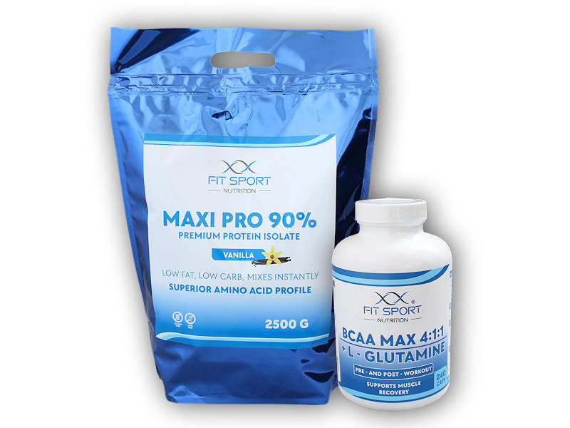 FitSport Nutrition Maxi Pro 90% 2500g + BCAA 4:1:1 240cps Varianta: čokoláda