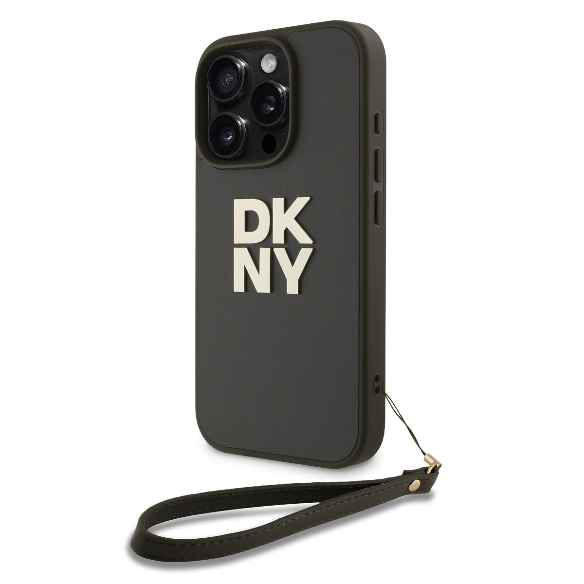 Zaní kryt DKNY PU Leather Stack Logo Wrist Strap pro Apple iPhone 16 Pro Max, zelená