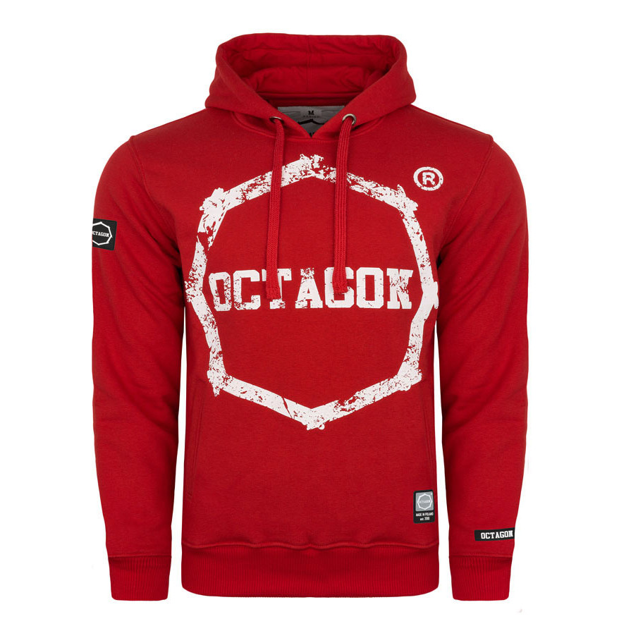 Mikina s kapucí Octagon Logo Smash - červená, 3XL