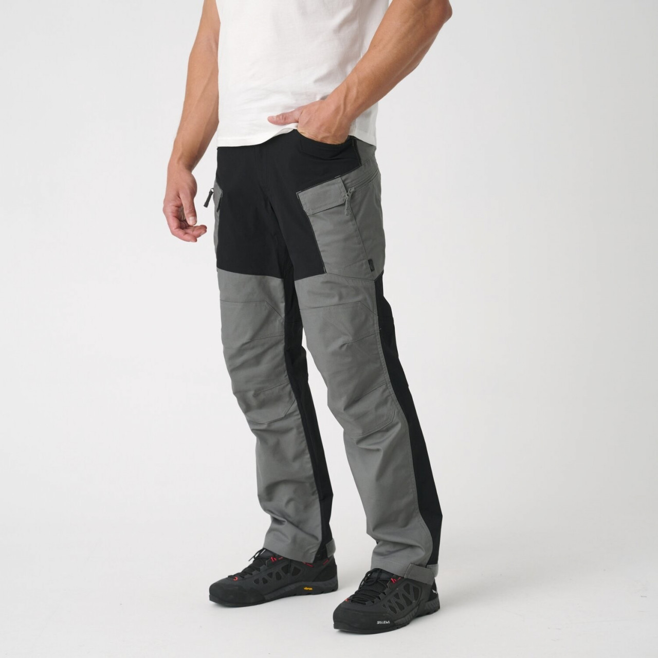 Kalhoty Helikon Hybrid Outback Pants Duracanvas - světle šedé-černé, M