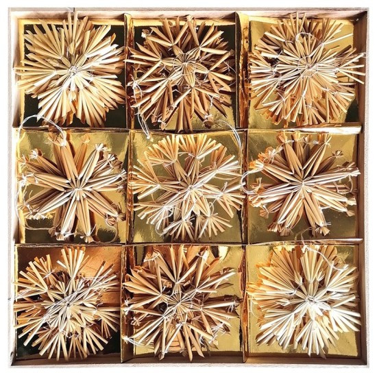 Anděl Slaměné ozdoby v krabičce - 11 cm - 27 ks - 2341