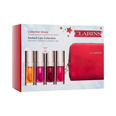 Clarins Lip Comfort Oil Radiant Lips Collection odstín červená : olej na rty Lip Comfort Oil 7 ml 01 Honey + olej na rty Lip Comfort Oil 7 ml 02 Raspberry + olej na rty Lip Comfort Oil 7 ml 03 Cherry + olej na rty Lip Comfort Oil 7 ml 04 Pitaya + kosme