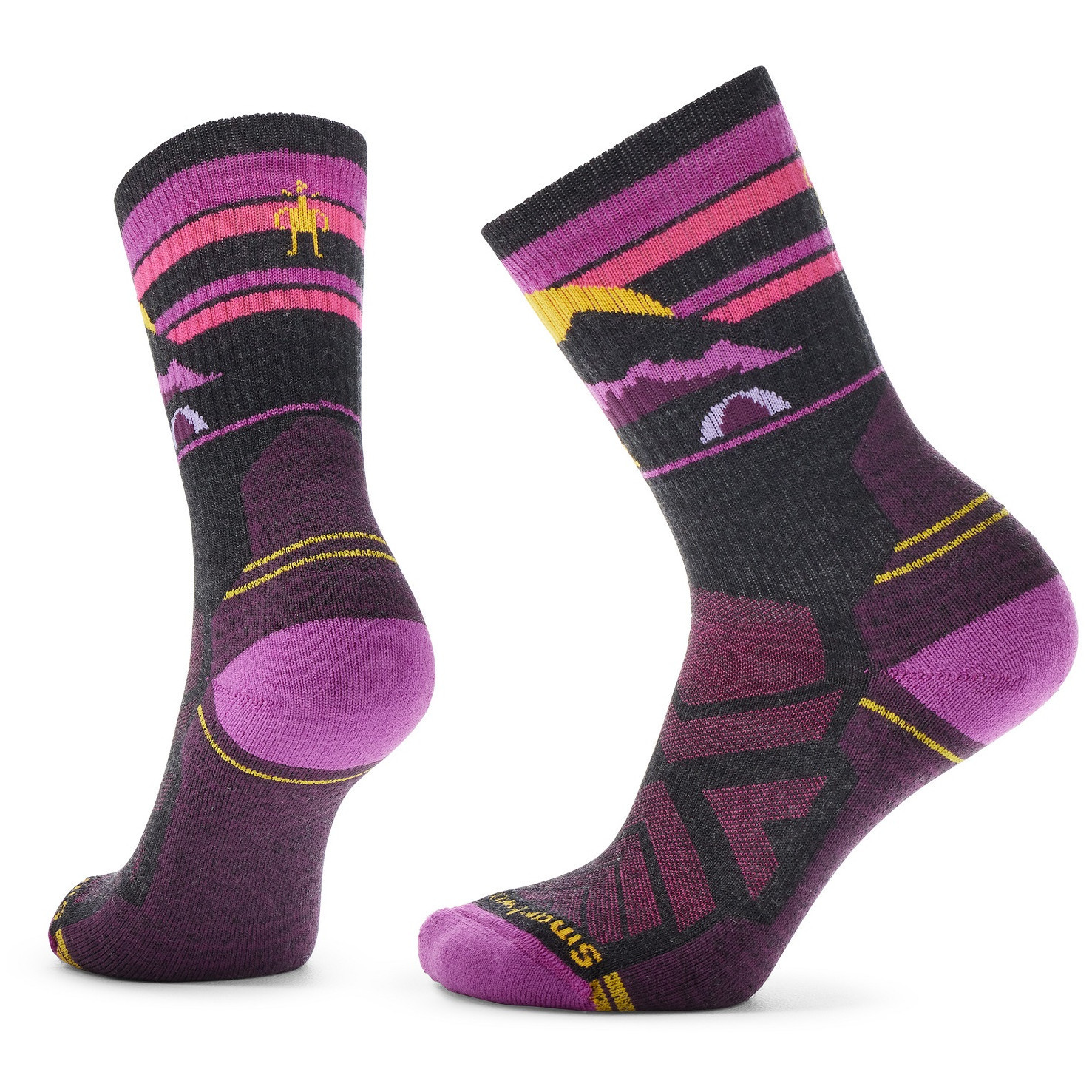 Dámské ponožky Smartwool W Hike Light Cushion Mountain Moon Crew Velikost ponožek: 34-37 / Barva: černá/růžová
