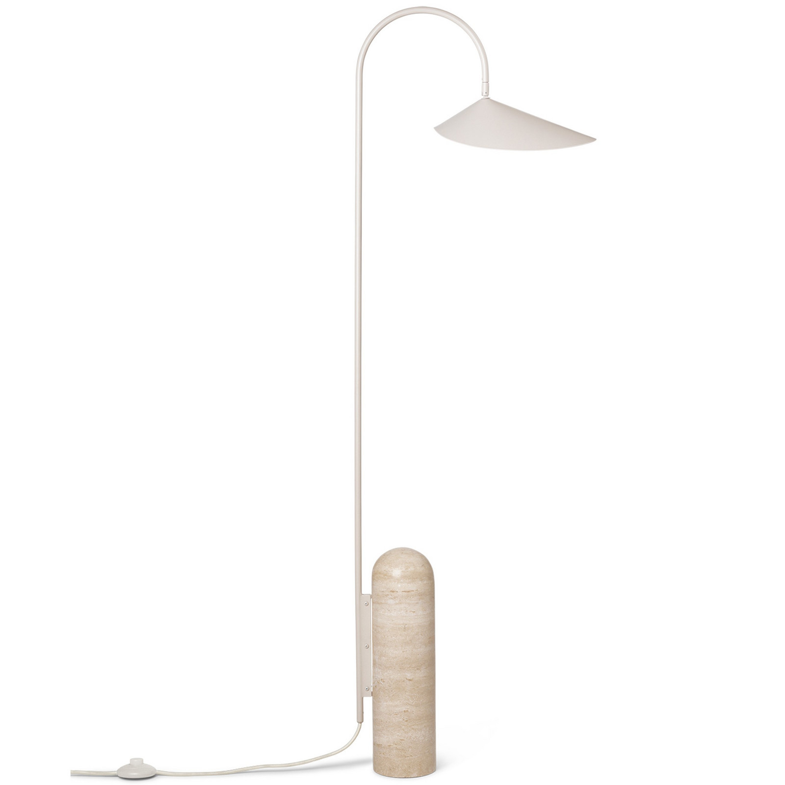 Stojací lampa ARUM 136 cm, kašmírová, travertin / hliník, ferm LIVING