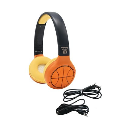 LEXIBOOK Basketbalová sluchátka 2 v 1 s připojením Bluetooth® a kabelem, skládací sluchátka s bezpečnou hlasitostí