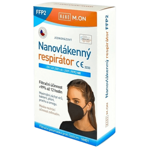 NANO M.ON nanovlákenný respirátor FFP2 černý 10ks