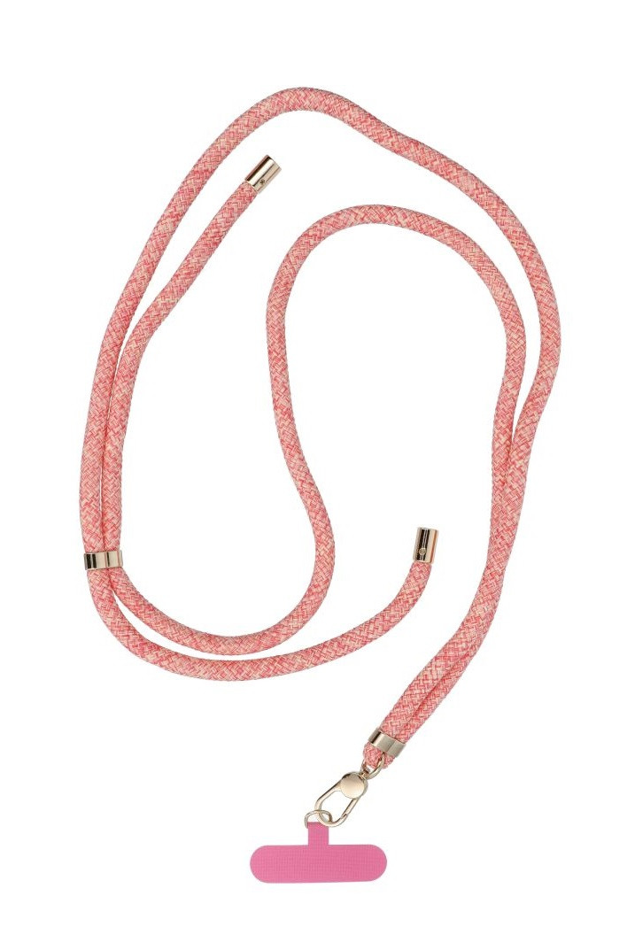 Univerzální šňůrka TopQ Swing na mobil růžovo-bílá 8 mm 131142