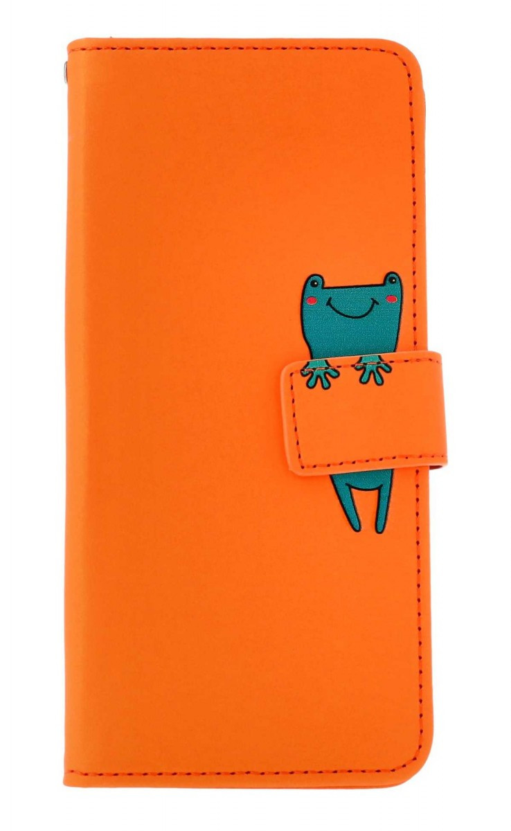 Pouzdro TopQ Xiaomi Redmi Note 13 Pro+ 5G knížkové oranžové s žabkou 131069