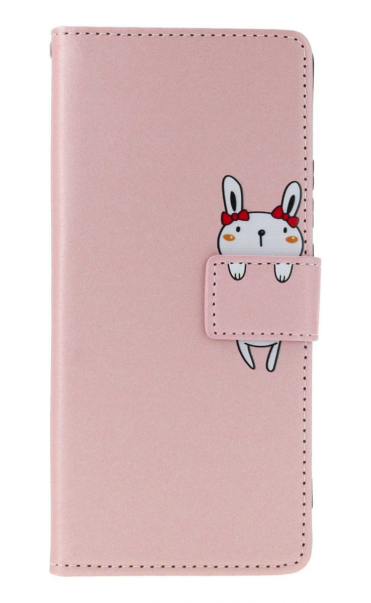 Pouzdro TopQ Xiaomi Redmi Note 13 Pro knížkové růžové s králíčkem 131054