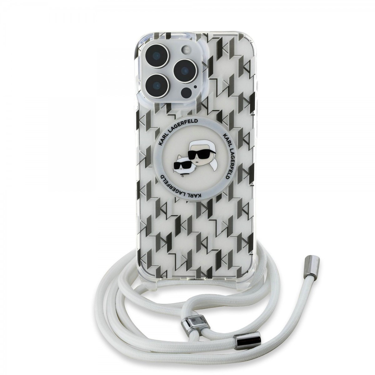 Zadní kryt Karl Lagerfeld IML Monogram Crossbody K&CH Heads MagSafe pro iPhone 16 Pro Transparent