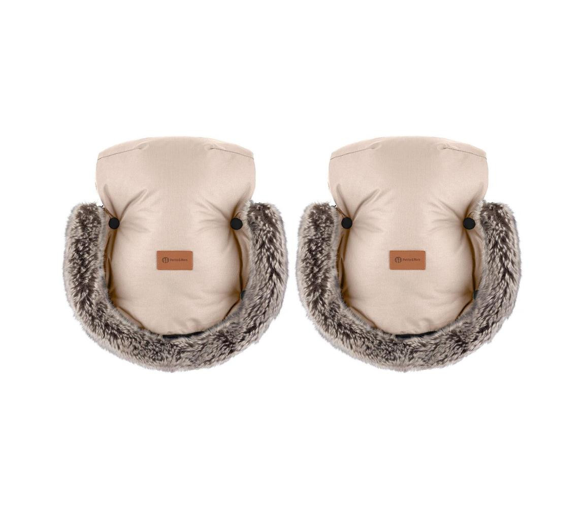 Petite&Mars PETITE&MARS - Rukávníky na kočárek FURRY Rose Petal