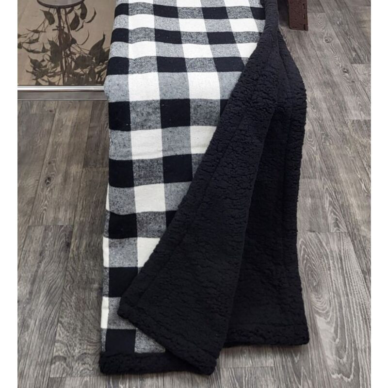 Deka beránek, Skandinávské káro, černo béžová, 150 x 200 cm