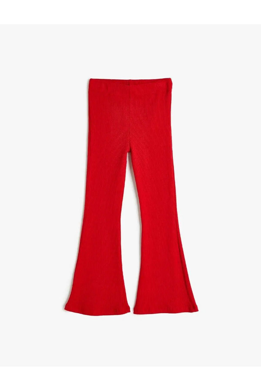 Koton Flare Trousers Ribbed Slit Detail Elastic Waist