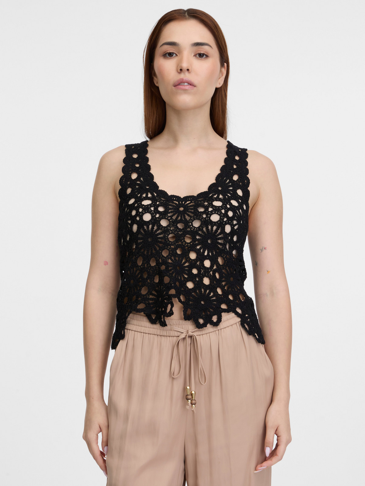 Orsay Černý dámský háčkovaný top - Dámské