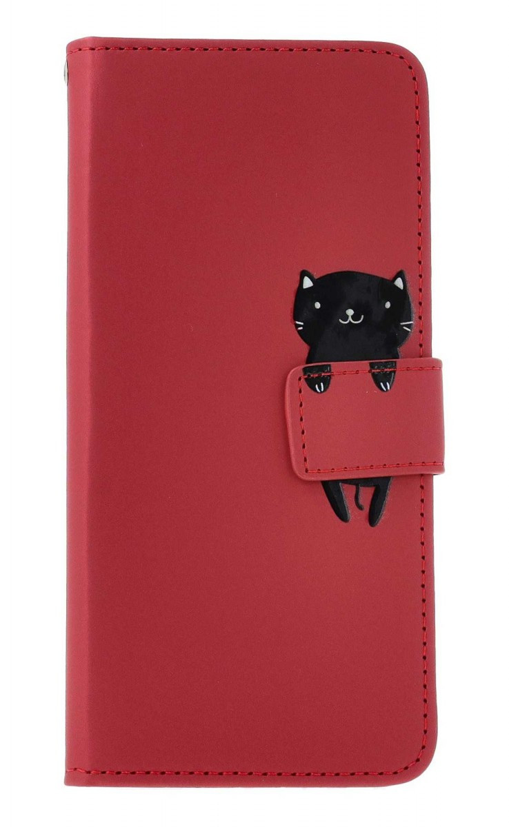 Pouzdro TopQ Xiaomi Redmi Note 13 Pro knížkové vínové s kočičkou 131053