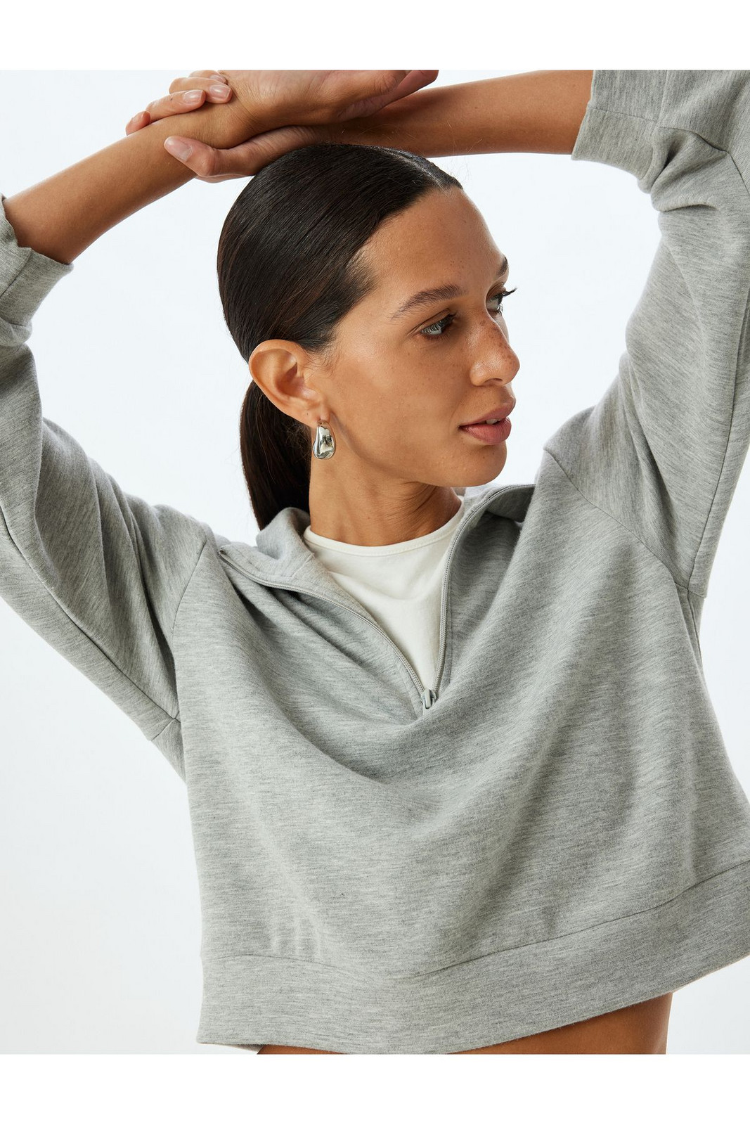 Koton Basic Polo Neck Sweatshirt with Half Zipper Detail