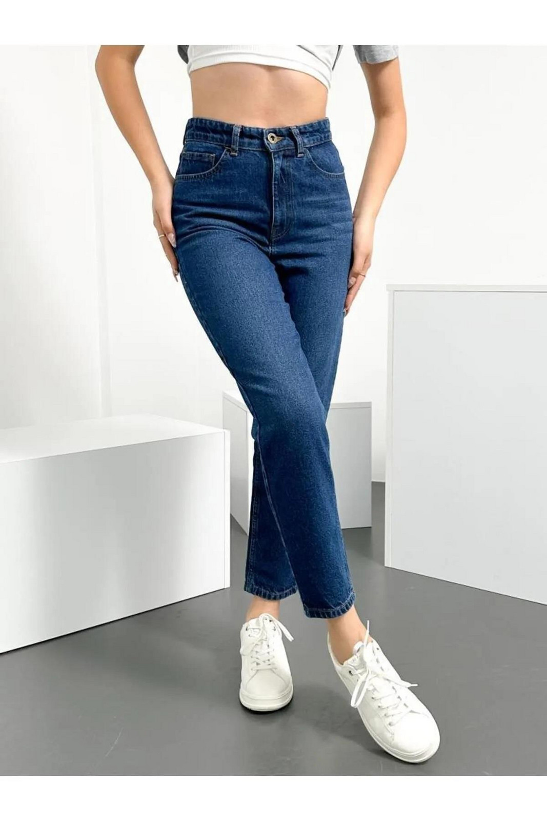 74092 Dewberry Hlt Mom Jeans High Waist Women Jeans-DARK BLUE