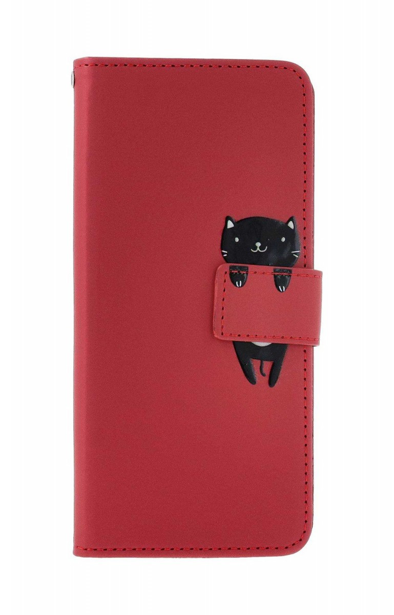Pouzdro TopQ Xiaomi Redmi Note 13 knížkové vínové s kočičkou 131050