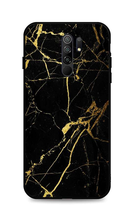 Kryt TopQ LUXURY Xiaomi Redmi 9 pevný Marble černo-zlatý 51003