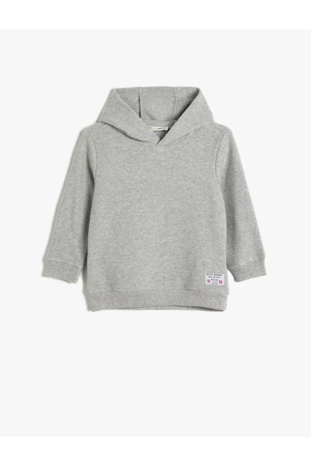 Koton Basic Hooded Sweatshirt Long Sleeve Crew Neck Textured