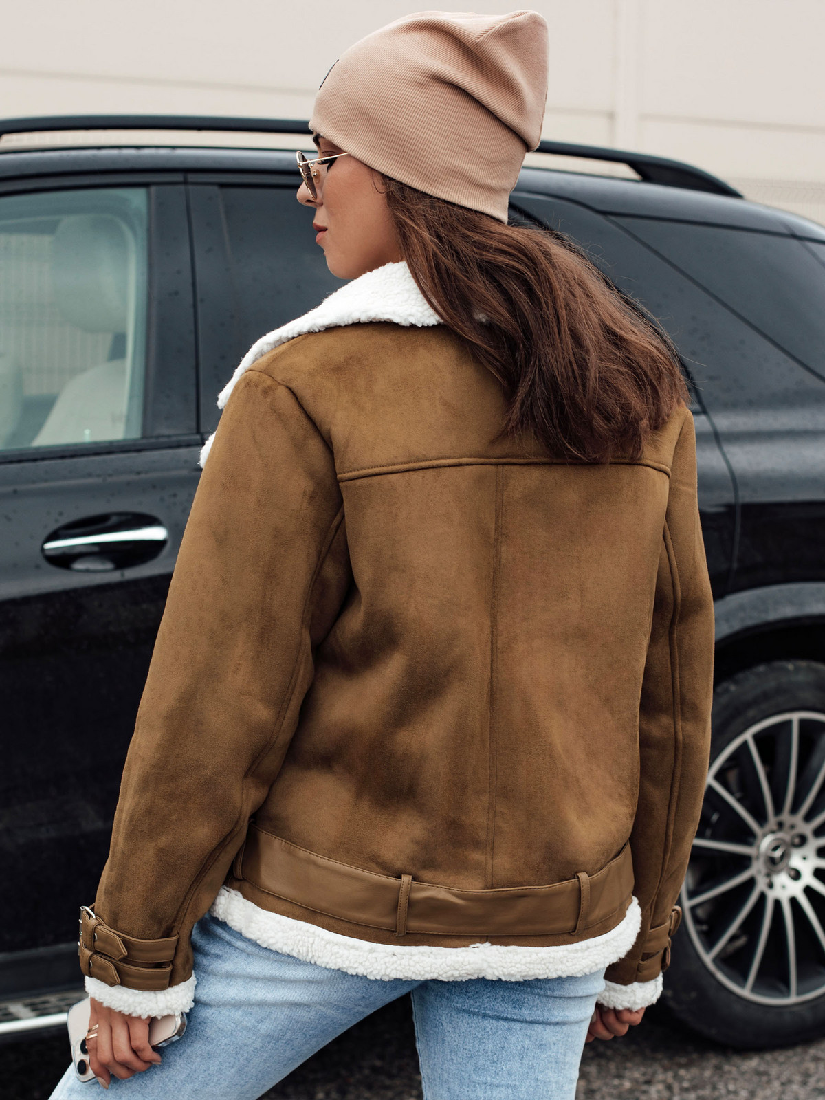 Dámská bunda LEVERINO semišová s kožíškem v barvě camel Dstreet