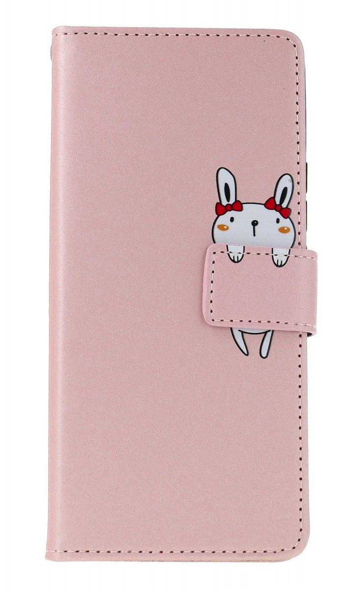 Pouzdro TopQ Xiaomi Redmi Note 13 Pro+ 5G knížkové růžové s králíčkem 131068