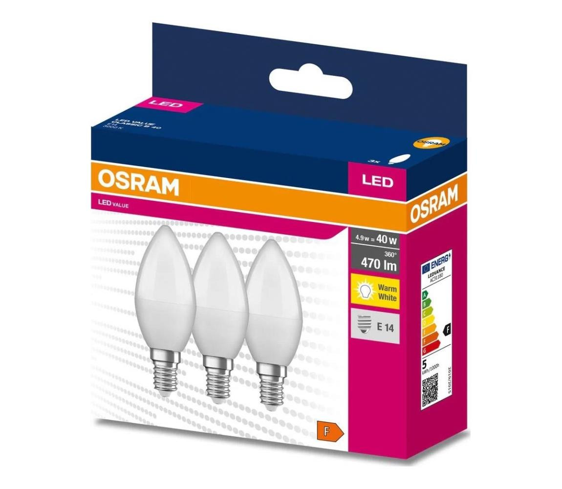 Osram SADA 3x LED Žárovka B38 E14/4,9W/230V 3000K - Osram