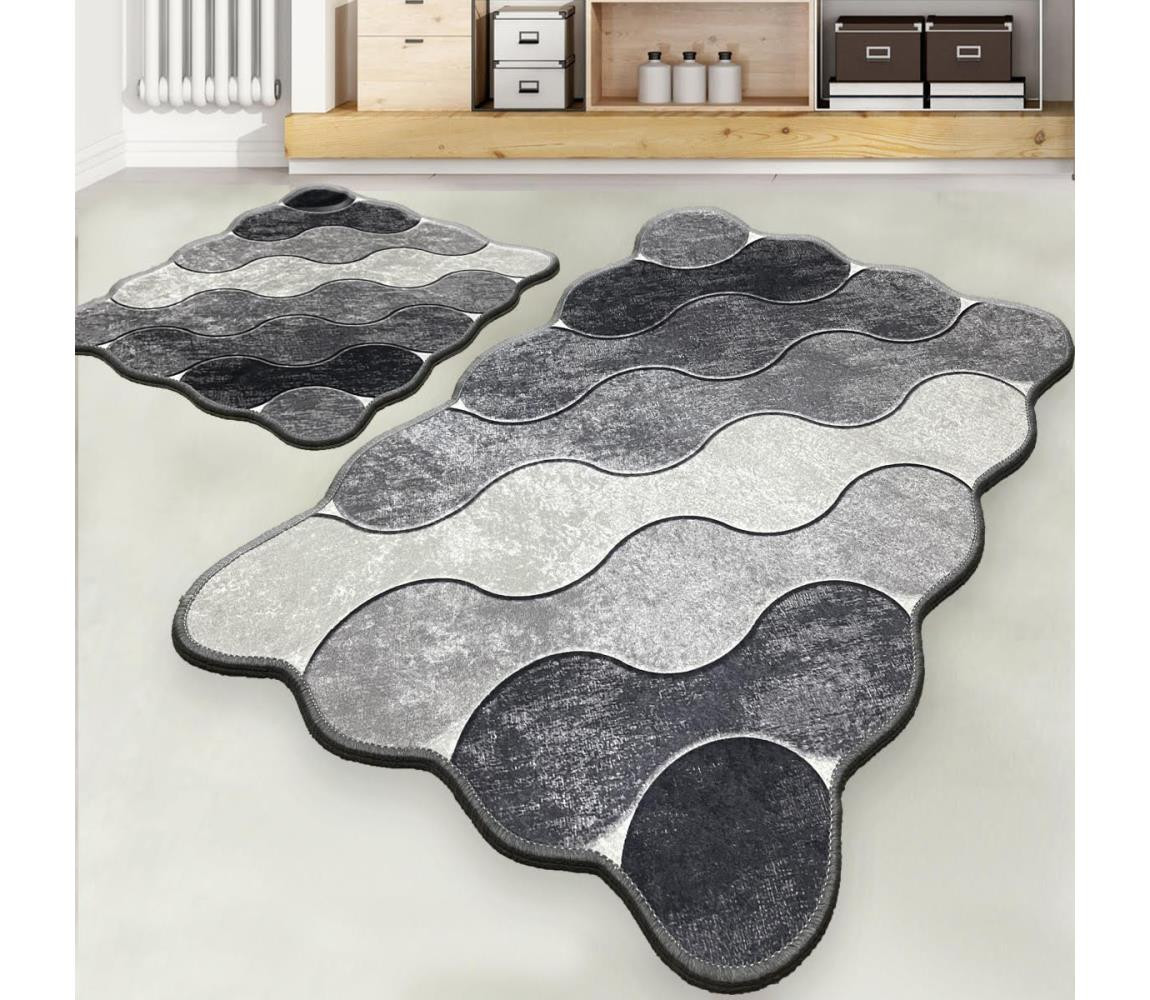 SADA 2x Koupelnová předložka CIRCLE 60/100 cm šedá