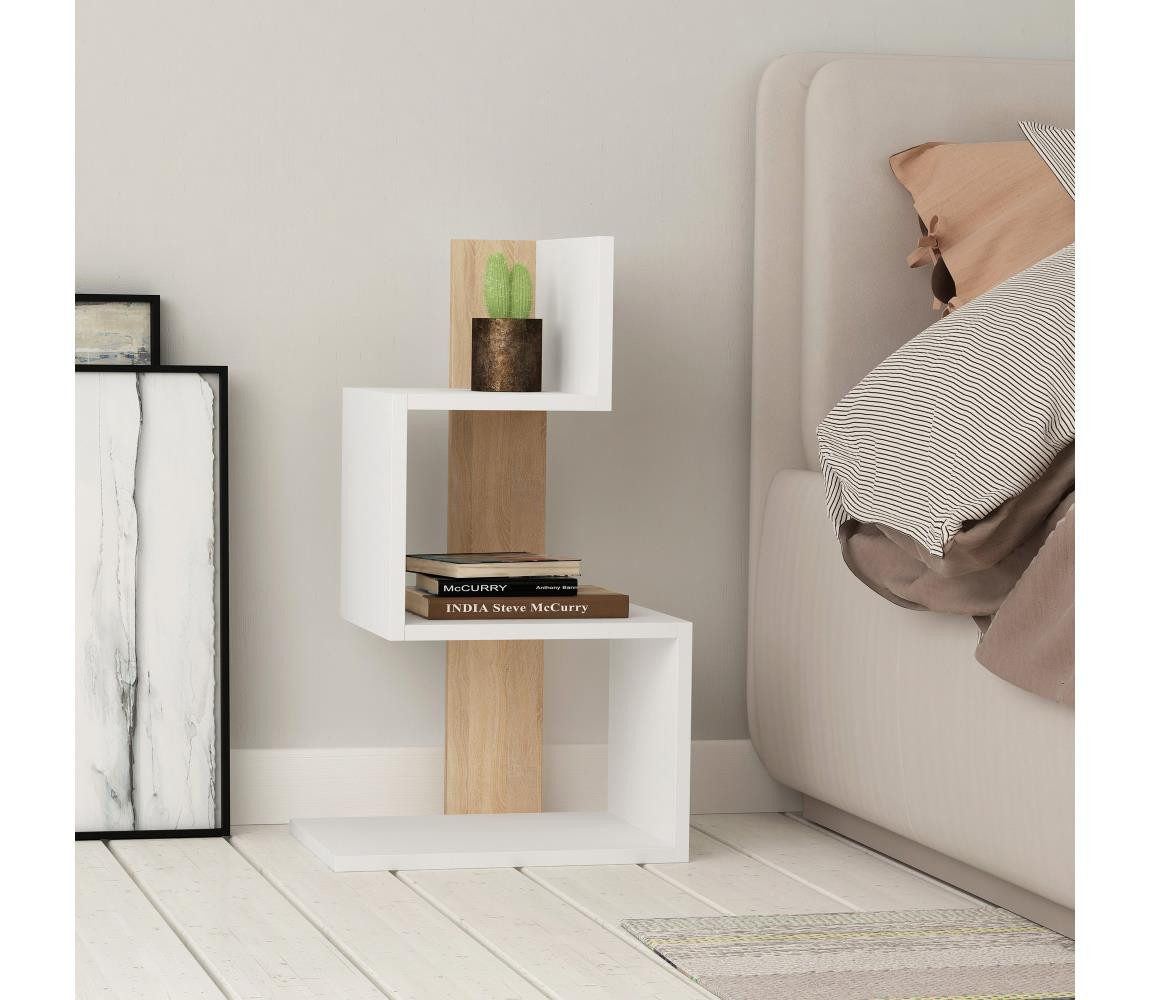 Noční stolek ROSIE 72x42 cm bílá/dub