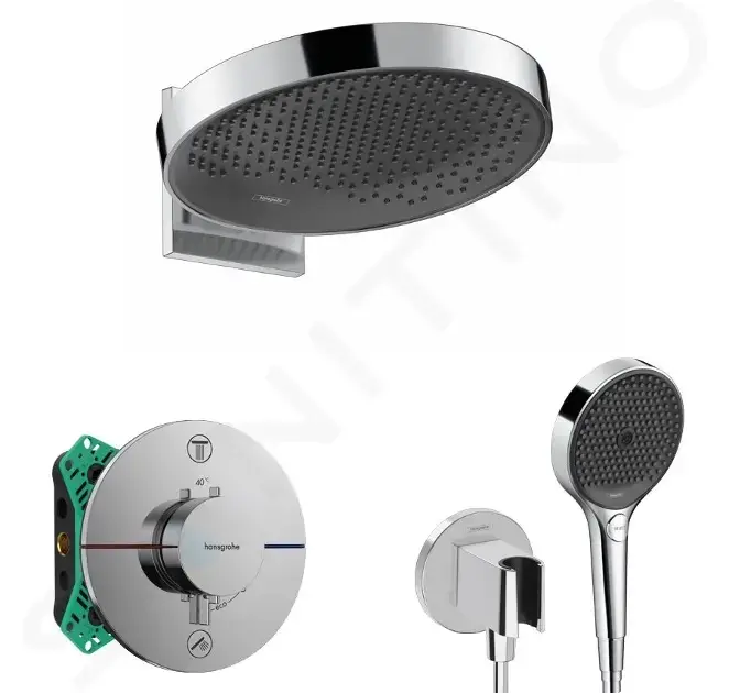 HANSGROHE Sprchový set s termostatem pod omítku, s tělesem, průměr 36 cm, 3 proudy, chrom SANI21HHH010