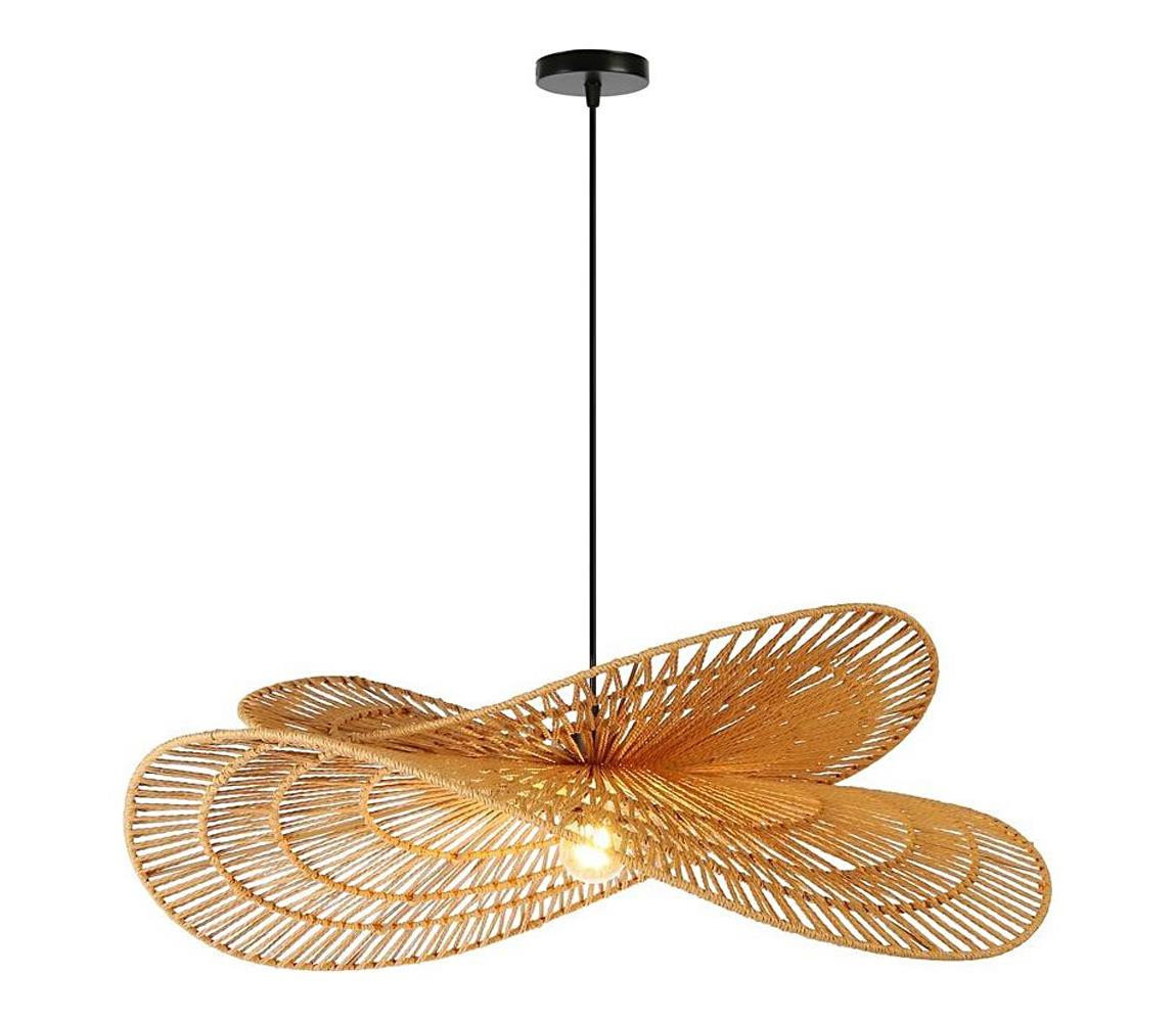 08266L - Lustr na lanku MARIPOSA 1xE27/40W/230V pr. 80 cm juta