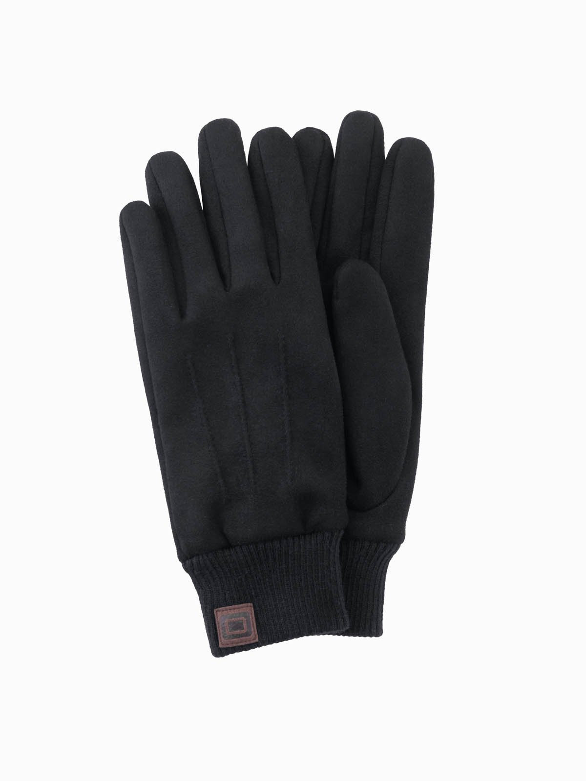 Ombre Men's eco suede gloves with welt - black