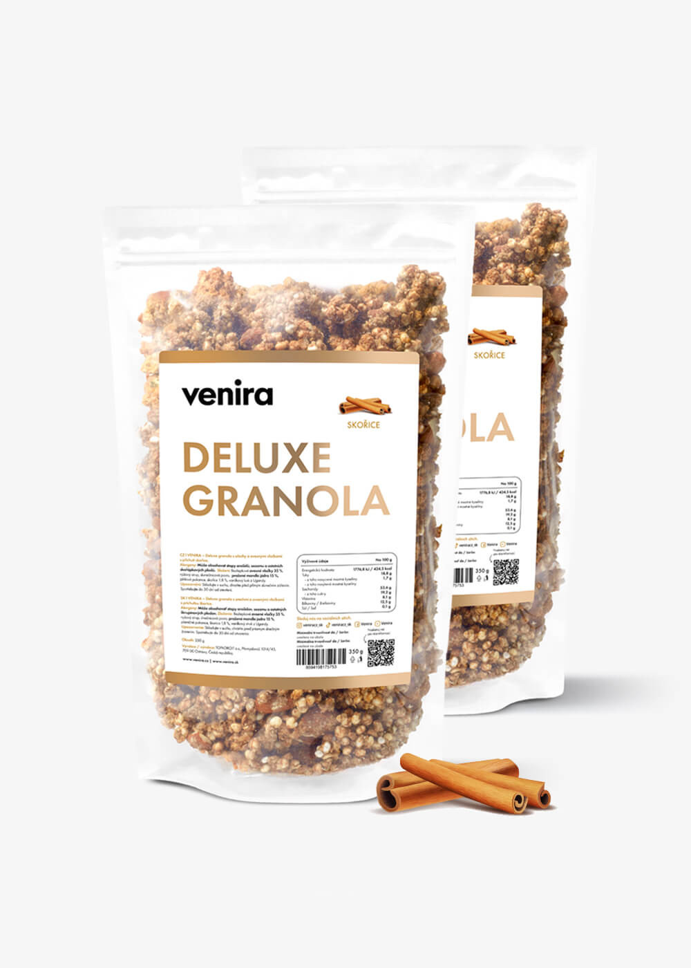 VENIRA deluxe granola, skořice, 2 balení za lepší cenu