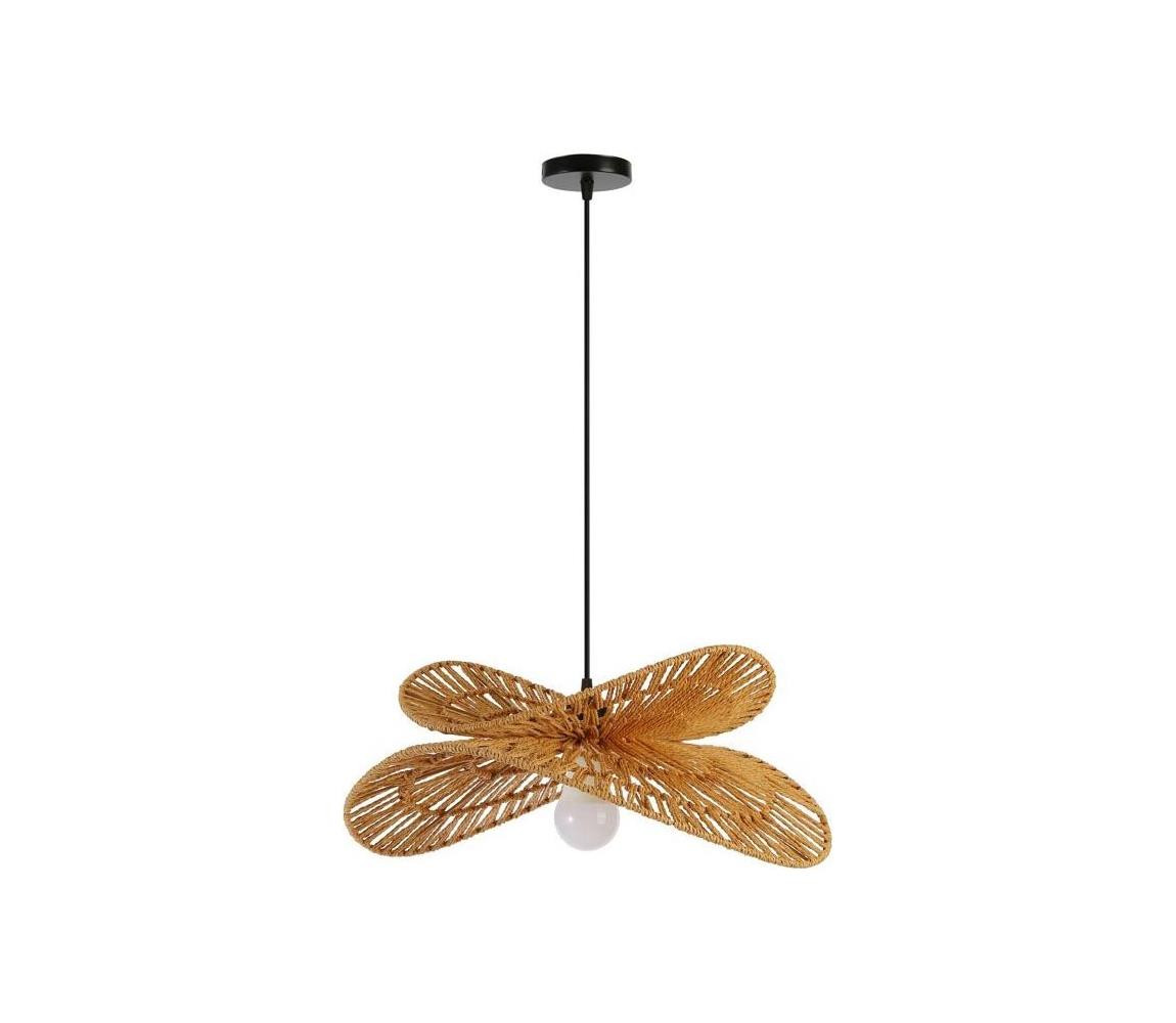 08265L - Lustr na lanku MARIPOSA 1xE27/40W/230V pr. 50 cm juta