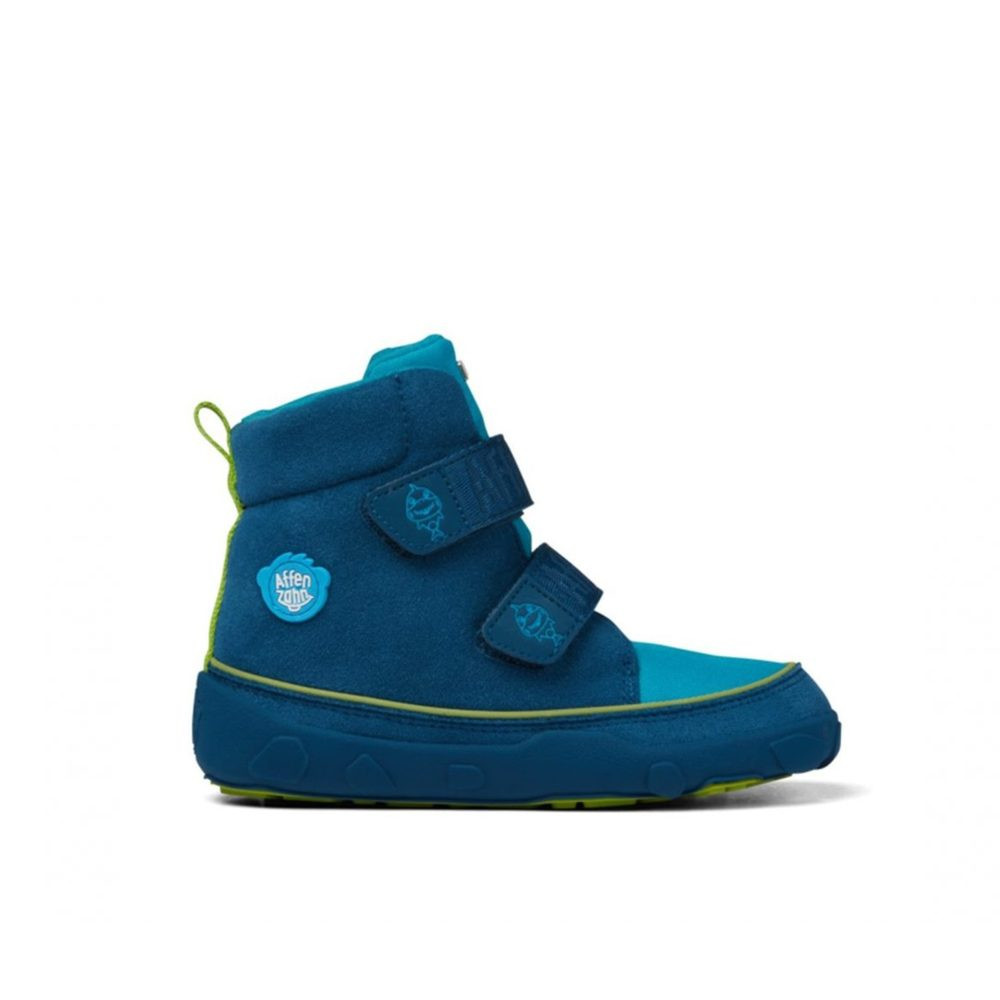 Affenzahn COMFY JUMP MIDBOOT SHARK Blue | Dětské zimní zateplené barefoot boty - 24