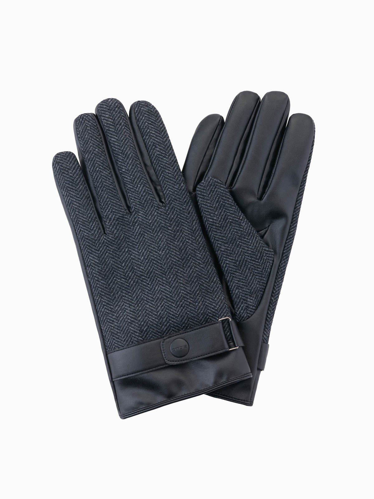 Ombre Elegant men's mixed material gloves - graphite melange