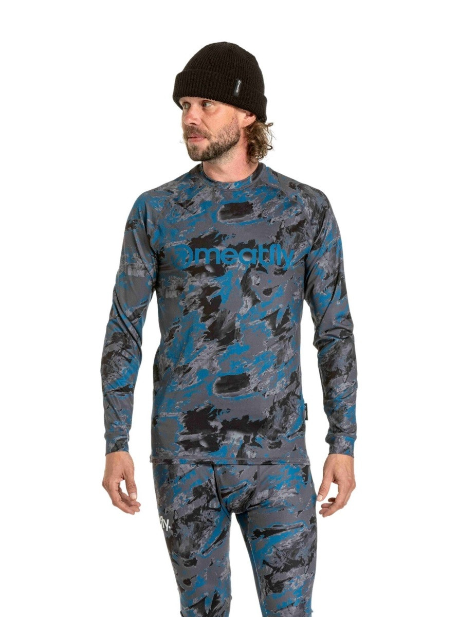 Pánské termo tričko meatfly avery šedá/modrá s