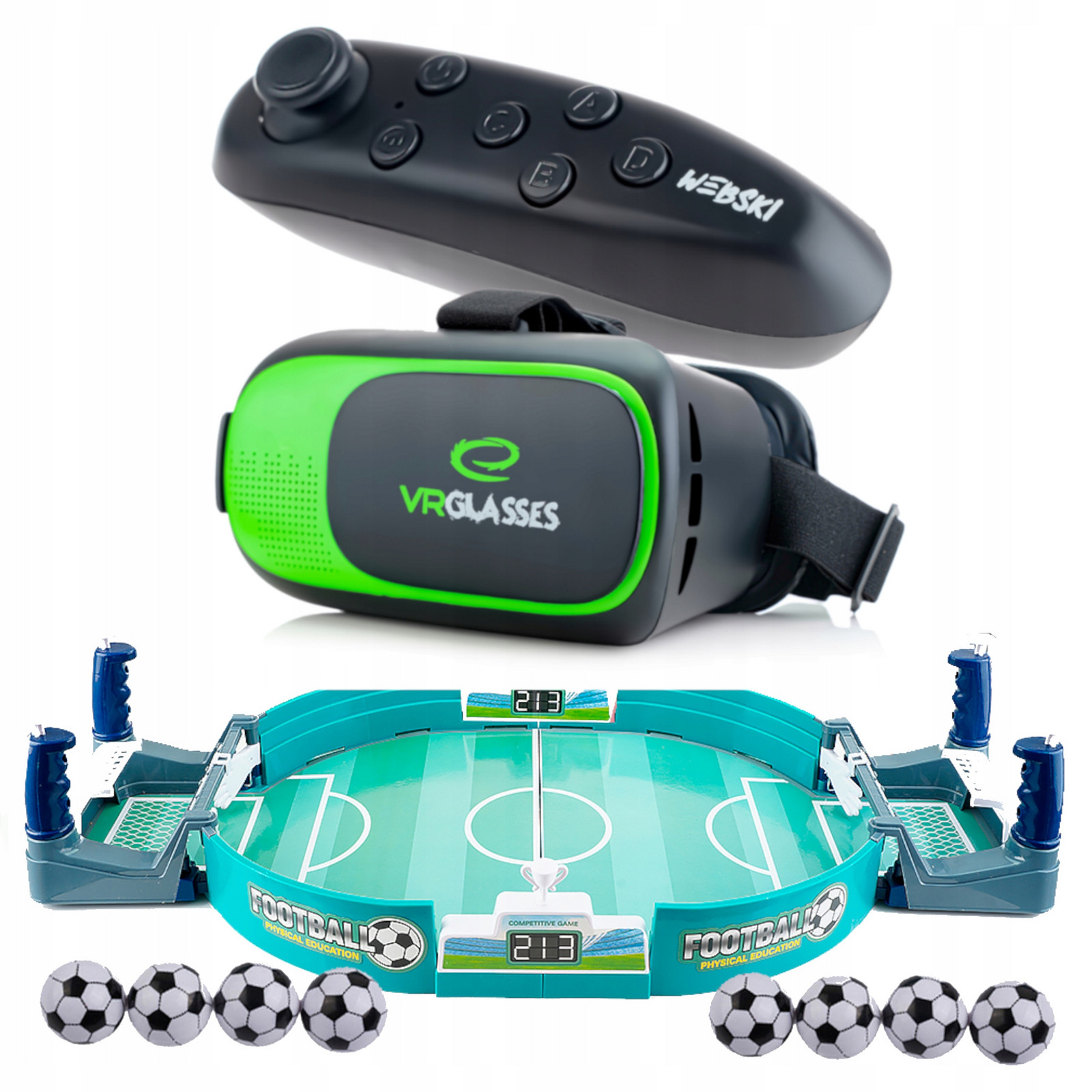 Brýle Vr 3D 360 Stupňů+gamepad V Sadě Se Stolním Fotbálkem