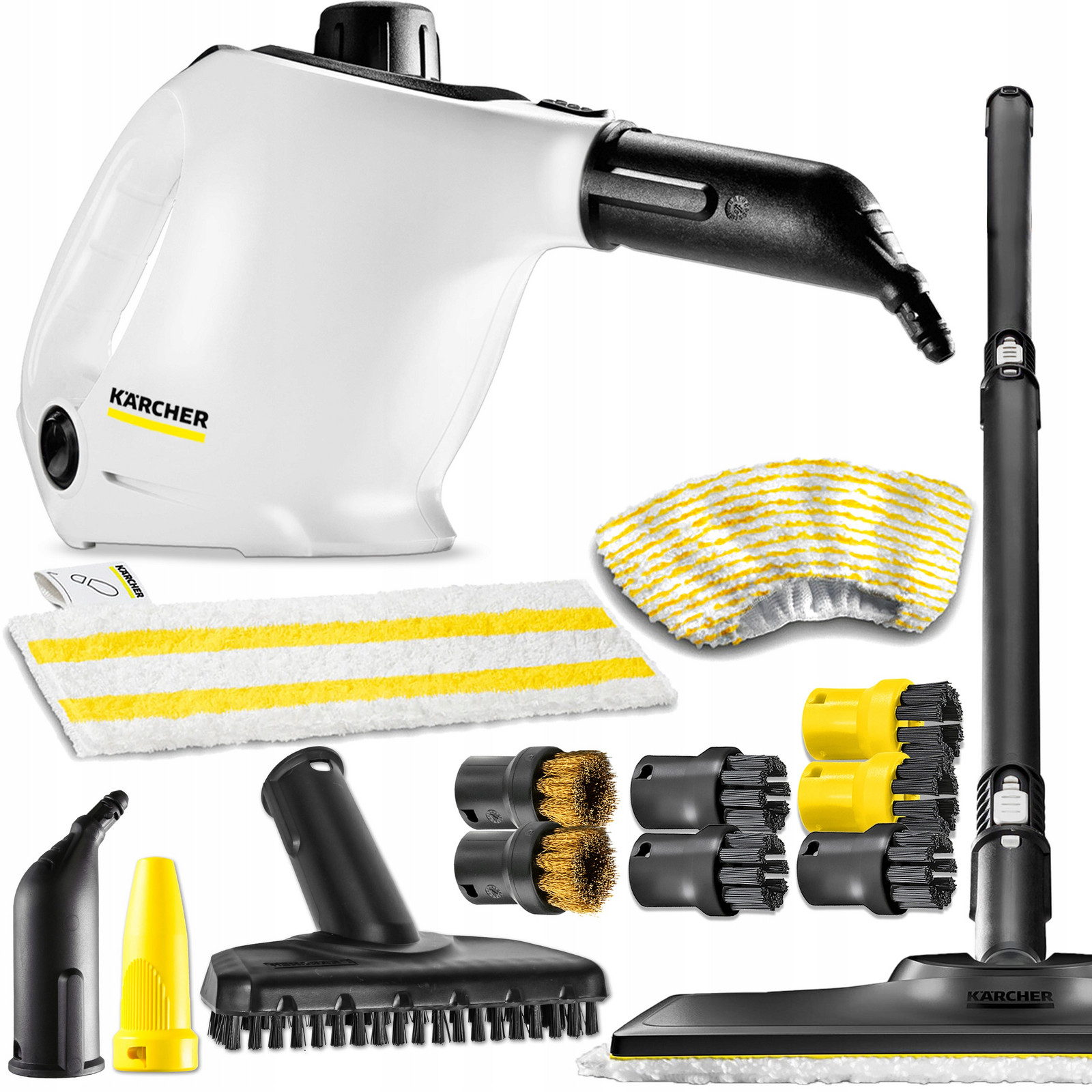 Napařovač Karcher SC1 Bílý Parní Čistič 1200W Parní Mop 6 Kartáčků XXL